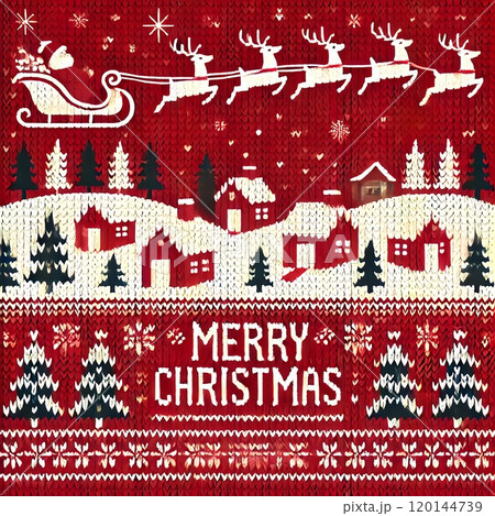 サンタとトナカイのニットクリスマスセーター 120144739