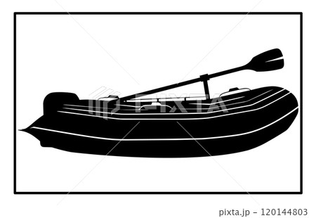 Rubber boat Silhouette, Rubber boat illustration isolated on white background 120144803
