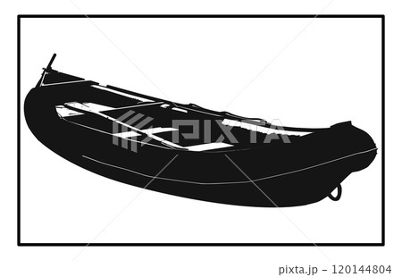 Rubber boat Silhouette, Rubber boat illustration isolated on white background 120144804
