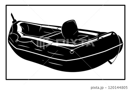 Rubber boat Silhouette, Rubber boat illustration isolated on white background 120144805