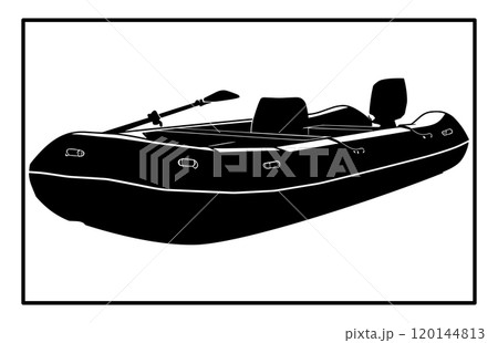 Rubber boat Silhouette, Rubber boat illustration isolated on white background 120144813