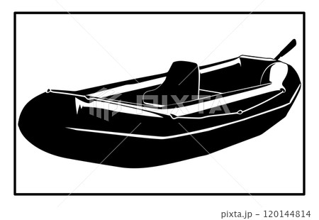 Rubber boat Silhouette, Rubber boat illustration isolated on white background 120144814