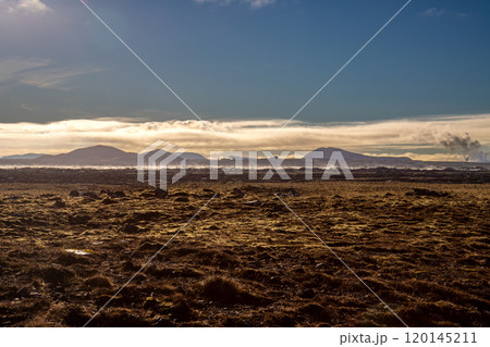 Volcanic field and mountains, Grindavik, Iceland 120145211
