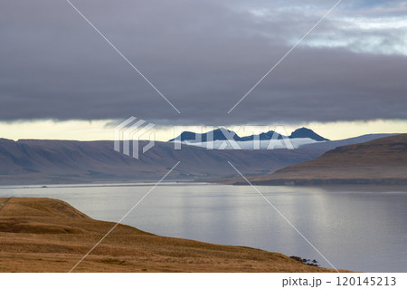 Autumn nature and a fog, Akrafjall, Iceland Autumn nature and a fog, Akrafjall, Iceland 120145213
