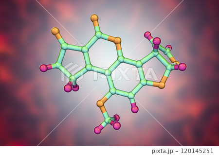 Aflatoxin B1 molecule, a toxin produced by fungi Aspergillus 120145251