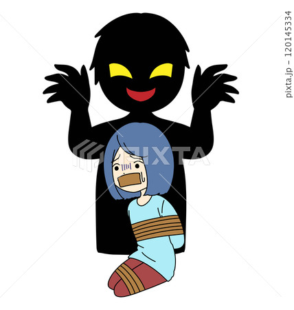 人質と襲い掛かるような悪人イメージの素材 120145334