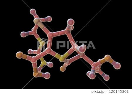 Imipenem antibiotic molecule, 3D illustration Imipenem antibiotic molecule, 3D illustration 120145801