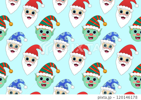 Christmas Santa and Elf Pattern Background 120146178