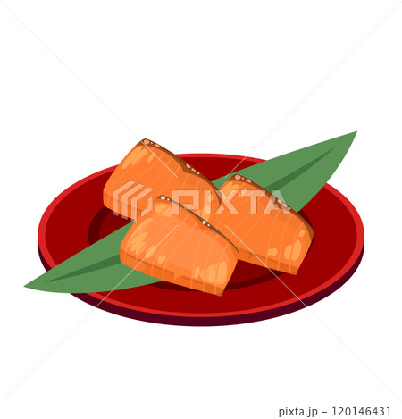 おせちのぶりの照り焼きのイラスト おせちのぶりの照り焼きのイラスト 120146431