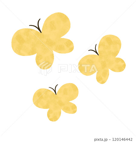 手描き　3頭の黄色いちょうちょのイラスト 120146442