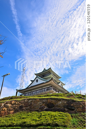 《愛知県》青空に映える小牧山城（小牧山歴史館） 120146559