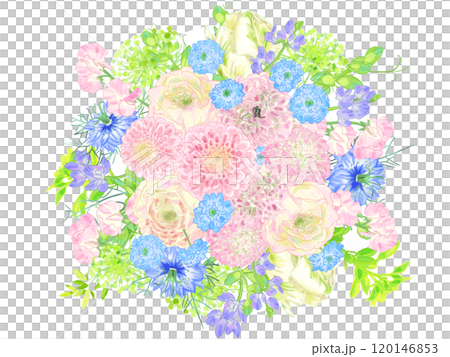 溫馨的粉紅色花束插圖。 120146853