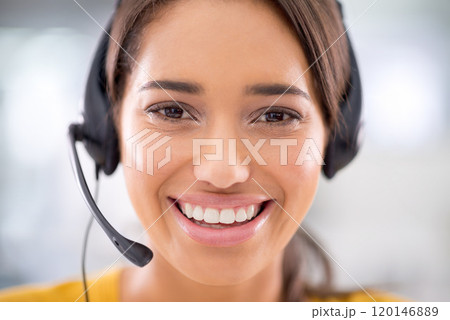 How can I assist you today. Portrait of an attractive young customer service representative wearing a headset. 120146889