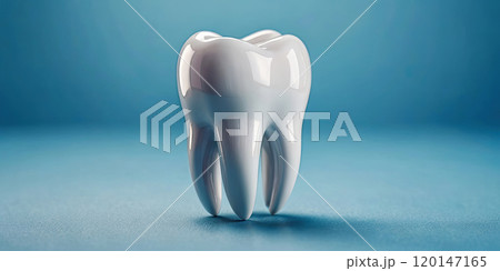 White Tooth On Blue Background 120147165