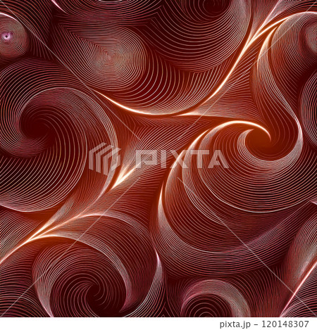 繰り返しシームレスなカラフルな渦巻き模様のイラスト背景素材　赤色 120148307