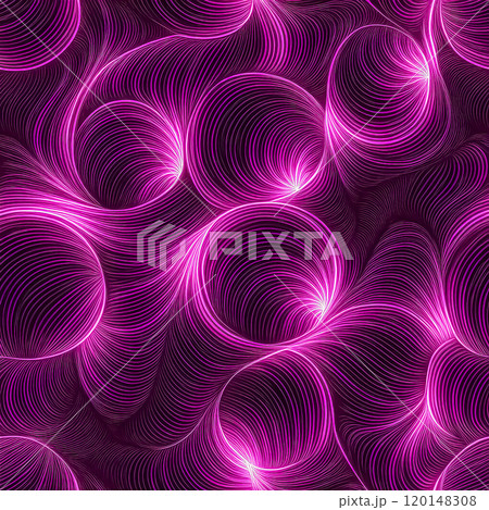 繰り返しシームレスなカラフルな渦巻き模様のイラスト背景素材　ピンク色 120148308