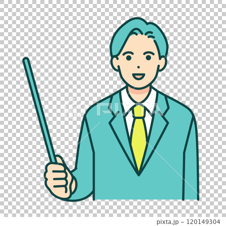 指示棒を持つ男性教諭。先生のベクターイラスト素材。 指示棒を持つ男性教諭。先生のベクターイラスト素材。 120149304