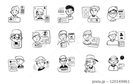 boy user account avatar doodle line art 120149961