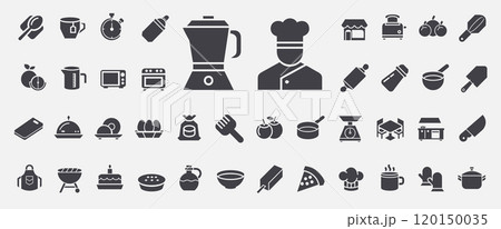 cooking chef kitchen tools utensils glyph icons 120150035
