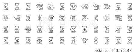 hourglass sandglass line art icon set 120150147