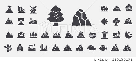 landscapes nature environment glyph icons 120150172