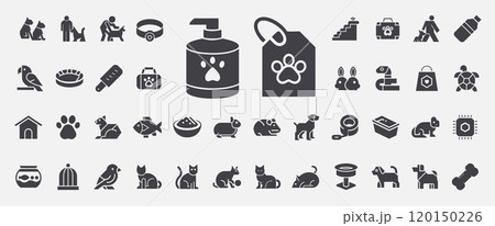 Set glyph icons pets pet care 120150226