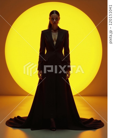 Elegant fashion silhouette in dramatic lighting design Elegant fashion silhouette in dramatic lighting design 120151041
