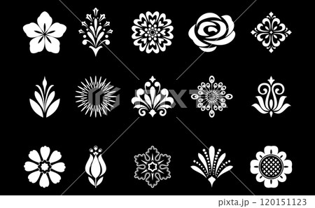 Flower icons set. Isolated elements for design. Vector graphics. 120151123