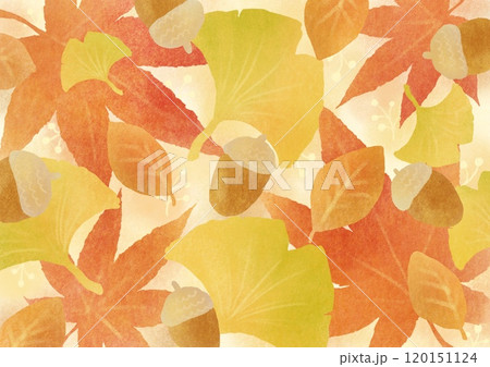 秋の紅葉の景色のイラスト 120151124