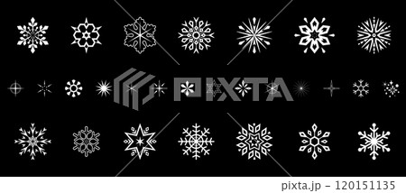 Snowflakes icon collection. Graphic modern black and white ornament. 120151135