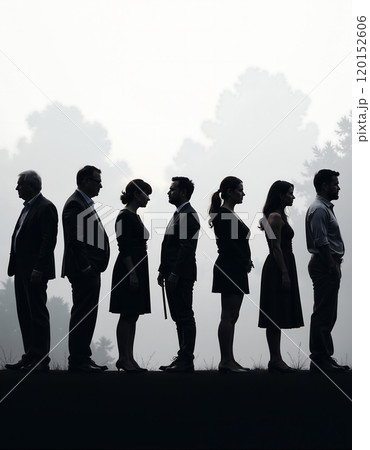 Silhouetted business meeting in nature - professional collaboration concept 120152606