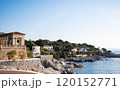 Scenic Spanish Coastal View with Rocky Shoreline and Villas Mediterranean Landscape.coastline 120152771