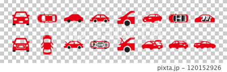 様々な方向から見た車アイコンセット 120152926