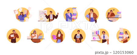 Set of diverse secretaries at work vector illustrations 120153060