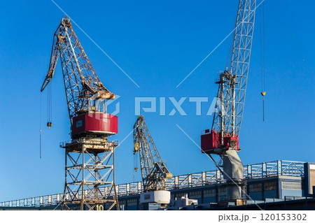 Hietalahti shipyard known as Helsinki New Shipyard in downtown Helsinki, Finland, sunny summer day 120153302