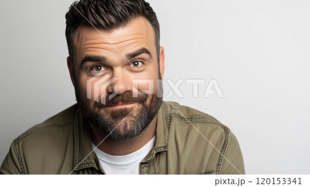 微笑む体格の良い男性 人物 髭 スマイル 微笑む体格の良い男性 人物 髭 スマイル 120153341