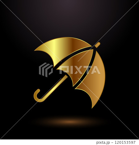 Umbrella icon design illustration in gold color style Umbrella icon design illustration in gold color style 120153597