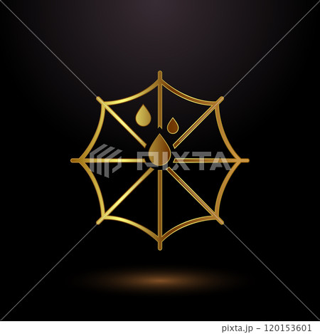 Umbrella icon design illustration in gold color style 120153601