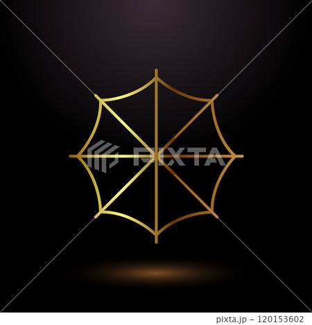 Umbrella icon design illustration in gold color style 120153602