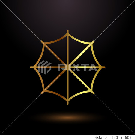 Umbrella icon design illustration in gold color style 120153603