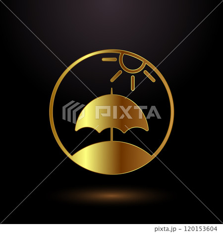 Umbrella icon design illustration in gold color style 120153604