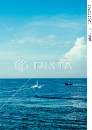 Amazing Seascape view. Magic energy of beautiful happy clouds. Vietnam tropical calm sea Amazing Seascape view. Magic energy of beautiful happy clouds. Vietnam tropical calm sea 120153708