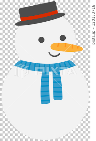Cute Hand Drawn Winter Happy SnowMan wearing black top hat 120153716