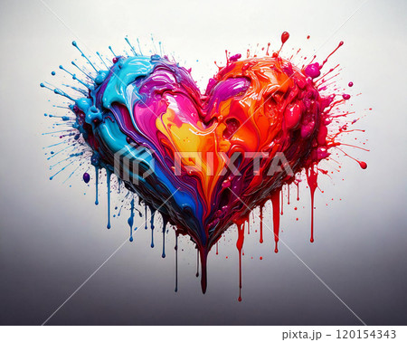 さまざまな感情がチョコレートのように溶けるイメージ　生成AI画像 120154343