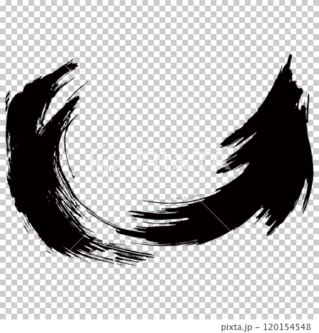 和風素材　筆で描かれたダイナミックな線のイラストセット　ベクター 120154548