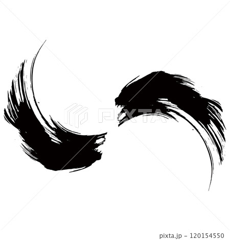 和風素材　筆で描かれたダイナミックな線のイラストセット　ベクター 120154550