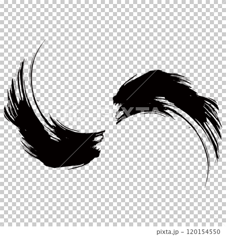 和風素材　筆で描かれたダイナミックな線のイラストセット　ベクター 120154550