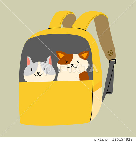 Two cats are sitting in a carrier. A backpack for transporting pets. A bag for cats. 120154928