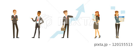 Business Man and Woman Character in Formal Suit Vector Set 120155513