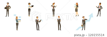 Business Man and Woman Character in Formal Suit Vector Set 120155514